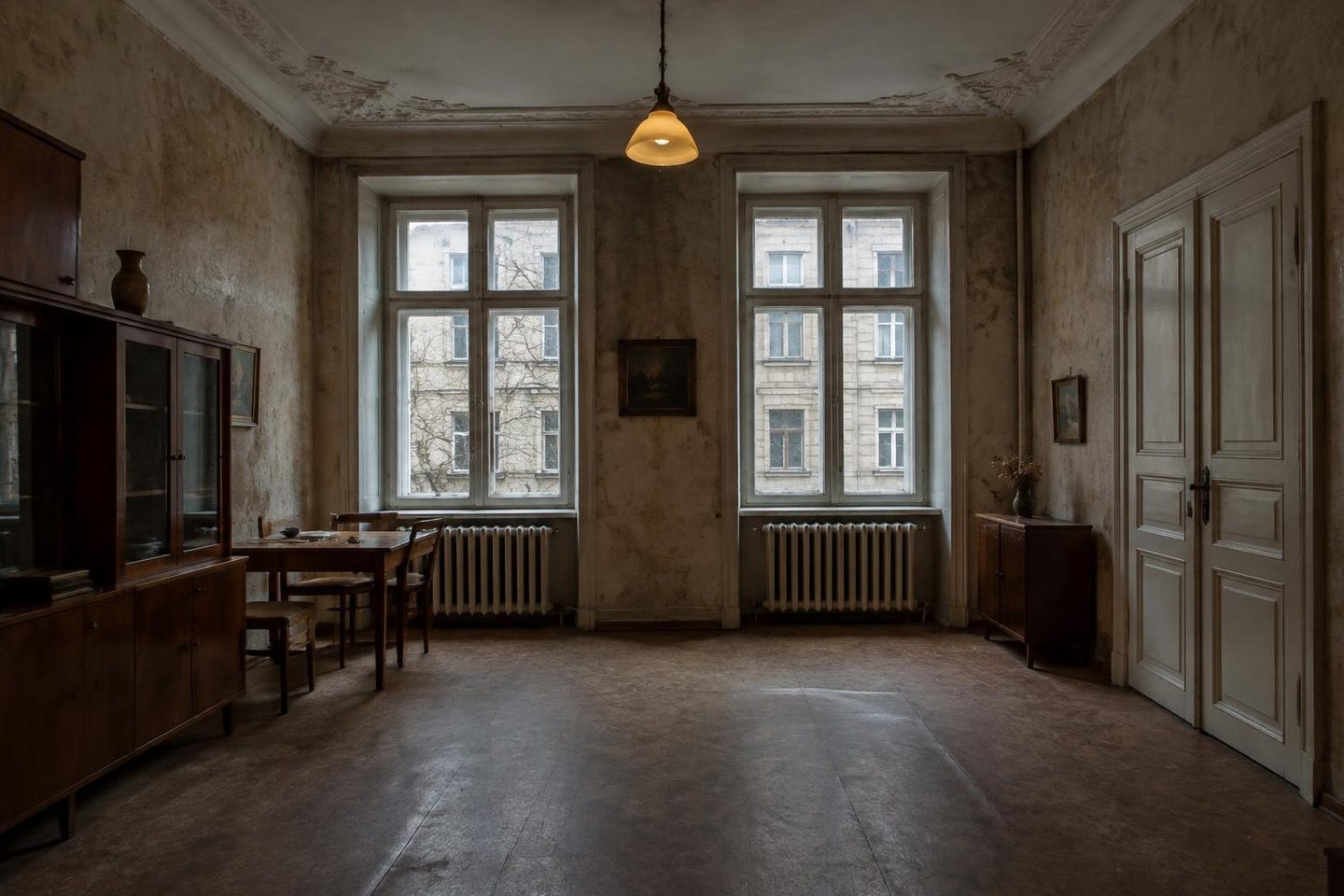 Illustrative Visualisierung vor der Modernisierung: abgenutzter Wohnraum